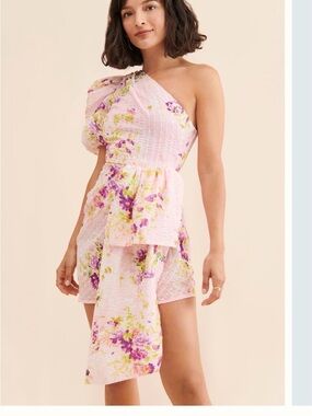 Elliatt Esteem Mini Dress                  Pink One-Shoulder Floral Mini Dress